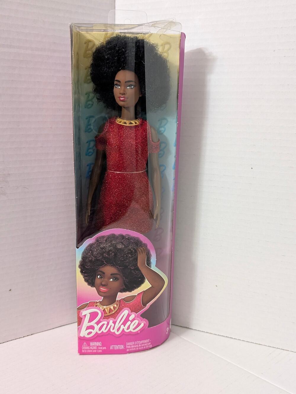 Barbie Fashionistas Doll 221 NIB Afro Hair Red Sparkle Dress Mattel HRH18 Toy